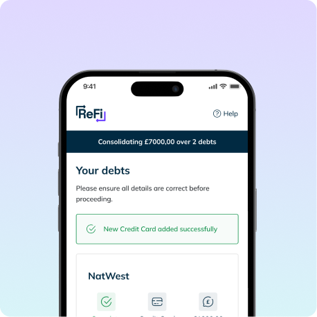 Refi New Credit Card Added Successfully Screen