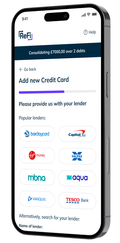 ReFi Add new Credit Card screen